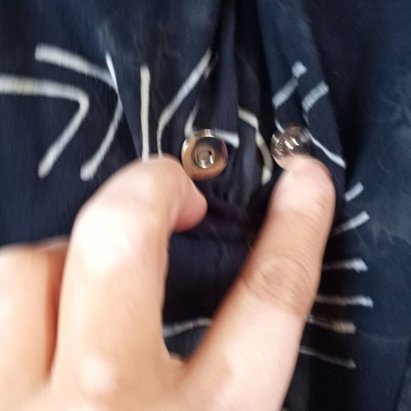 Hawaiian Shirt Island Man Whimsical Blue Abstract Geometric L - Picture 5 of 13